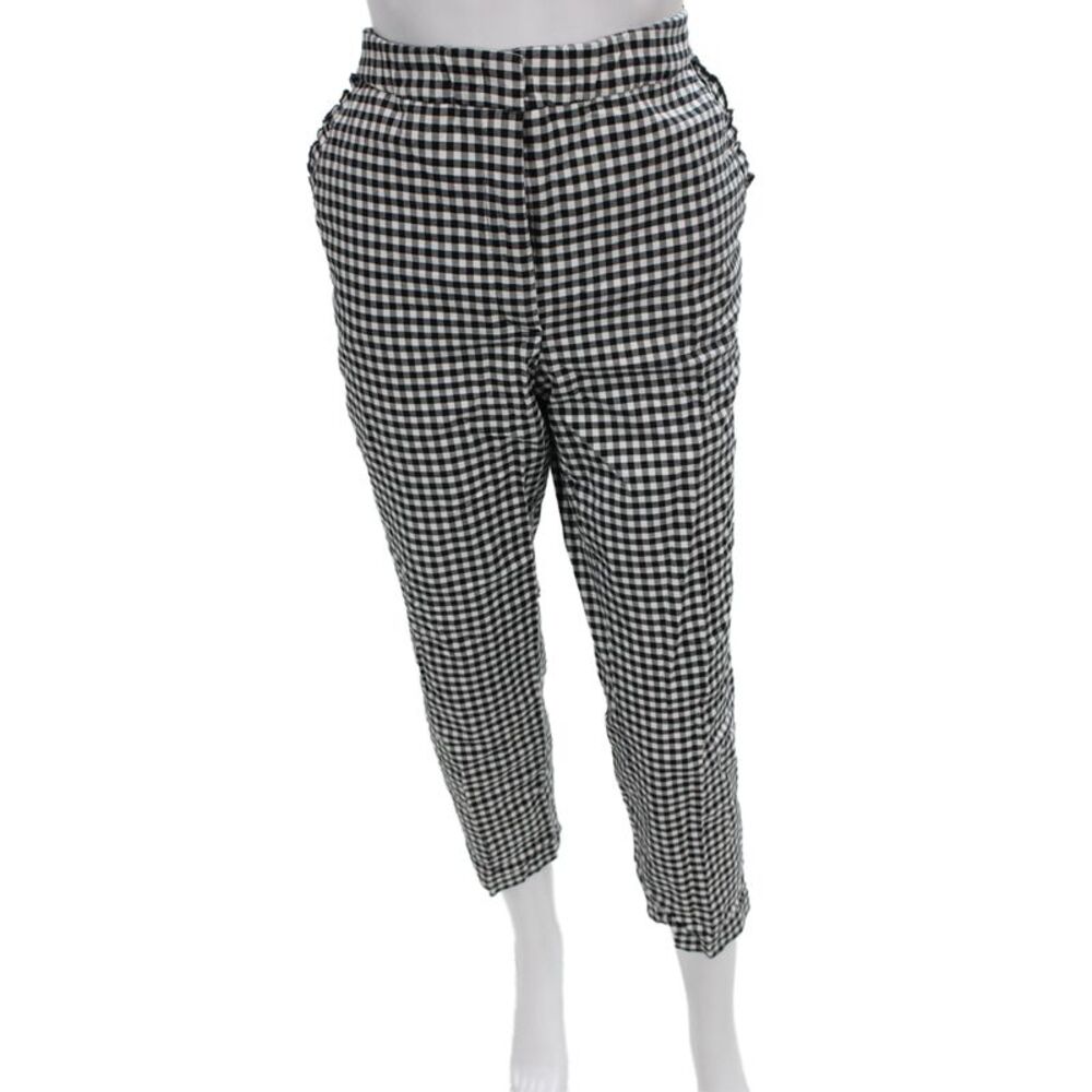 Zara Unisex Adults Cropped Gingham Check Black Pants Size 2XL